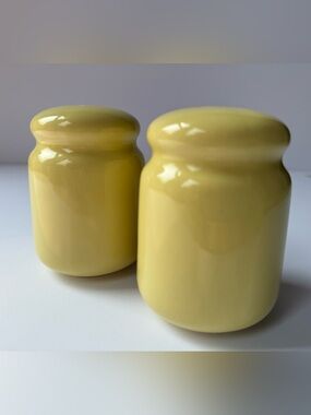 Vintage Yellow Ceramic Salt & Pepper Shakers, Glossy Retro Kitchen Decor, Japan